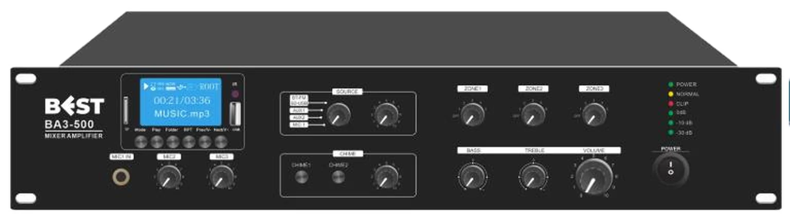 BA3-500Z 3-Zone Mixer Amplifier